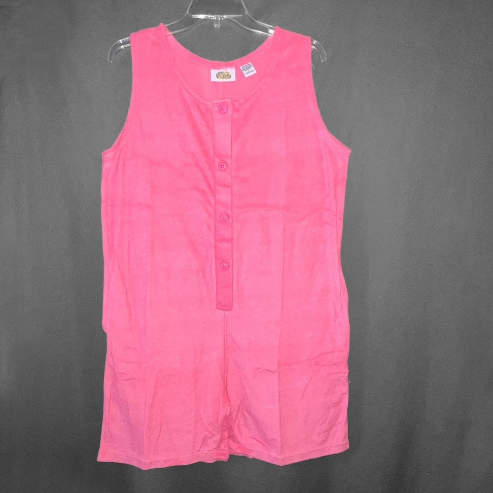 Coral Pink Terry-Cloth Romper